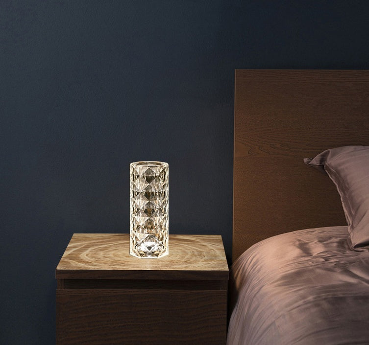 Nordic Crystal Touch Table Lamp – USB Rose Projector