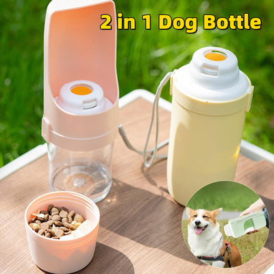 2-in-1 Travel Dog Water Bottle – Portable Pet Water & Food Dispenser