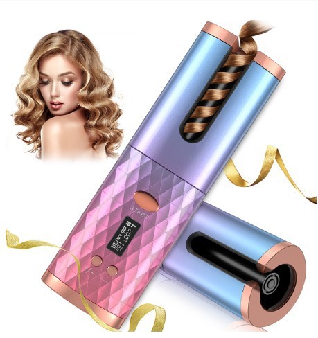 Rechargeable Automatic Curling Iron with LCD Display and Ceramic Rotation