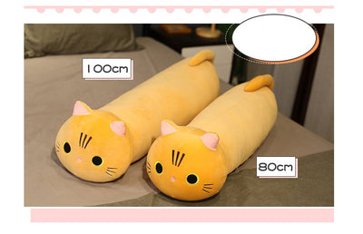 Large Cartoon Cat Plush Toy – Stuffed Cloth Doll, Long Animal Pillow Cushion for Comfort and Play