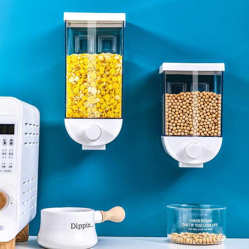 Kitchen Food Storage Container – Easy Press Cereal Dispenser, Wall Mounted for Convenient Food Storage