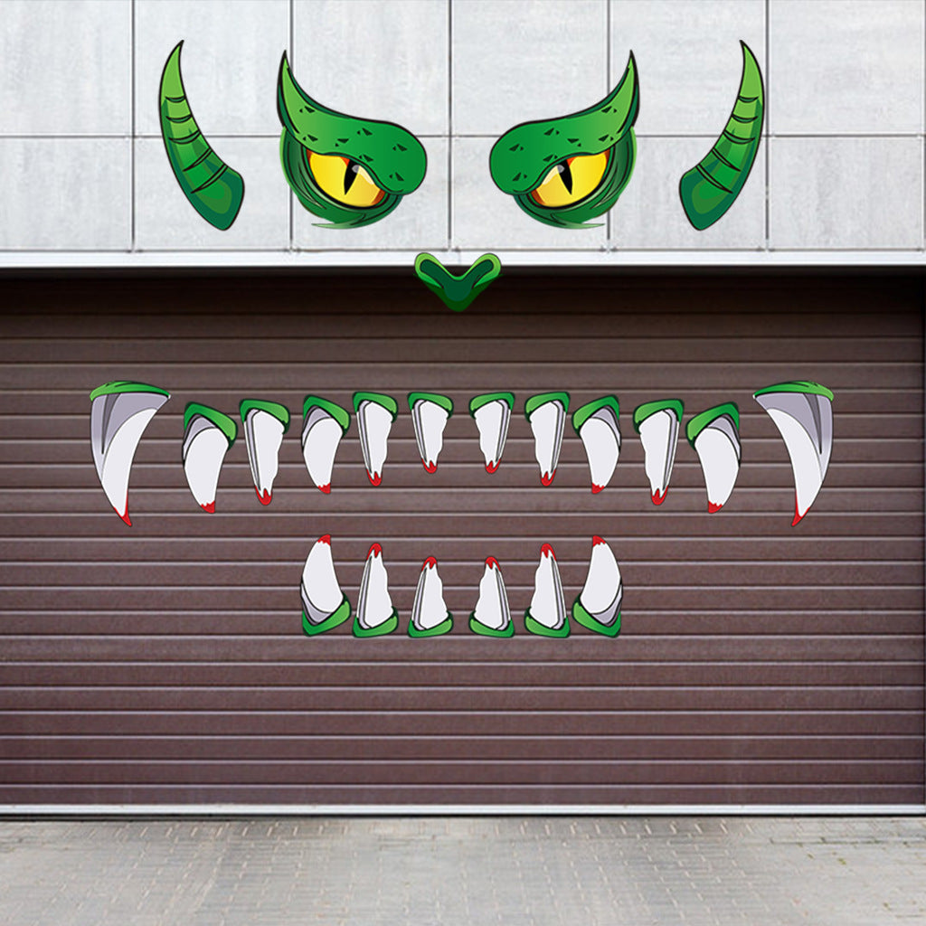 Green Monster Halloween Door Sticker – Plastic Eyes Decoration