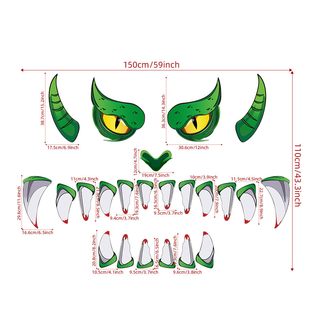 Green Monster Halloween Door Sticker – Plastic Eyes Decoration