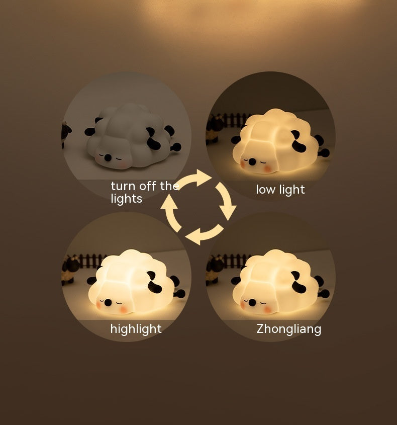 Cute Silicone Sheep Night Light – Rechargeable Lamp for Kids' Room with Timer and Dimming