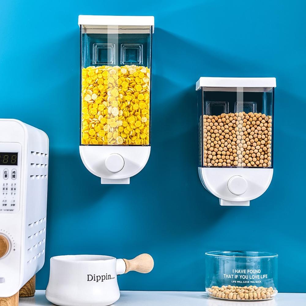 Kitchen Food Storage Container – Easy Press Cereal Dispenser, Wall Mounted for Convenient Food Storage