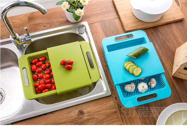 Multifunctional Kitchen Chopping Board with Drain Basket.