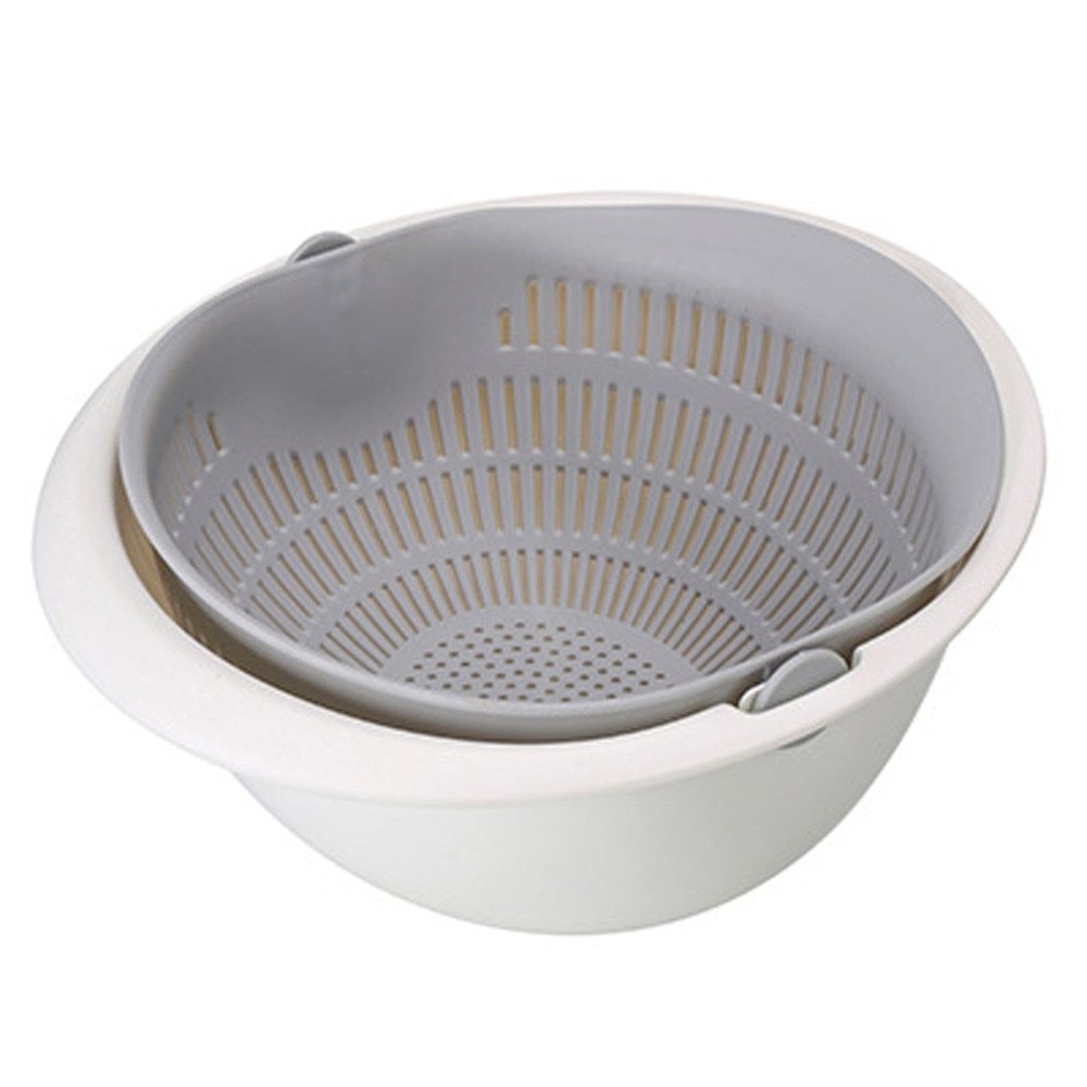 Portable Double-Layer Detachable Drain Basket: Fruit and Vegetable Cleaner, Strainer for Washed Rice and Pasta