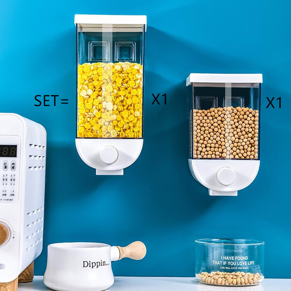 Kitchen Food Storage Container – Easy Press Cereal Dispenser, Wall Mounted for Convenient Food Storage