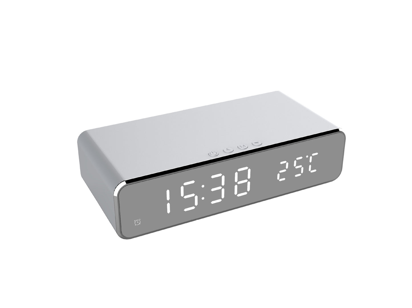 LED Electric Alarm Clock with Wireless Charger – HD Mirror Thermometer Clock