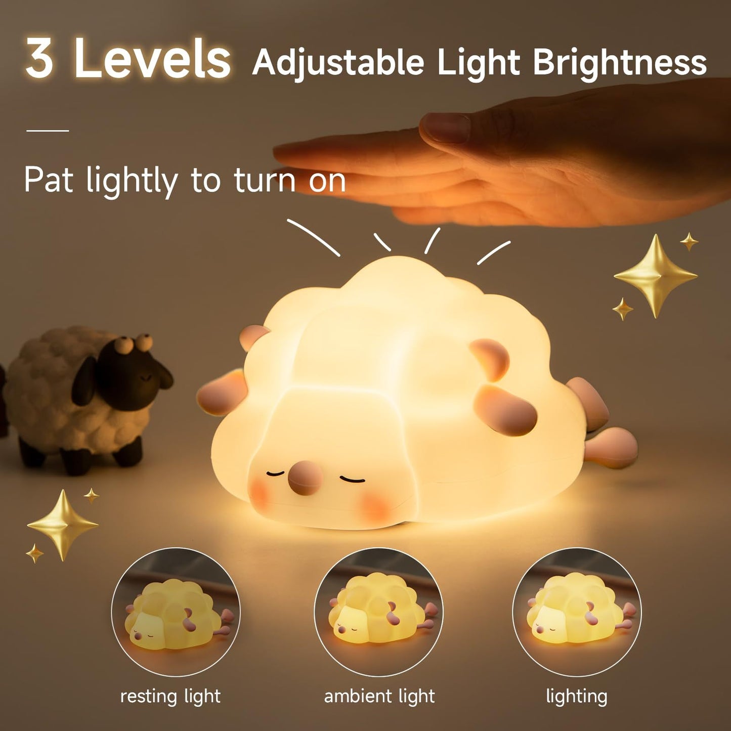 Cute Silicone Sheep Night Light – Rechargeable Lamp for Kids' Room with Timer and Dimming