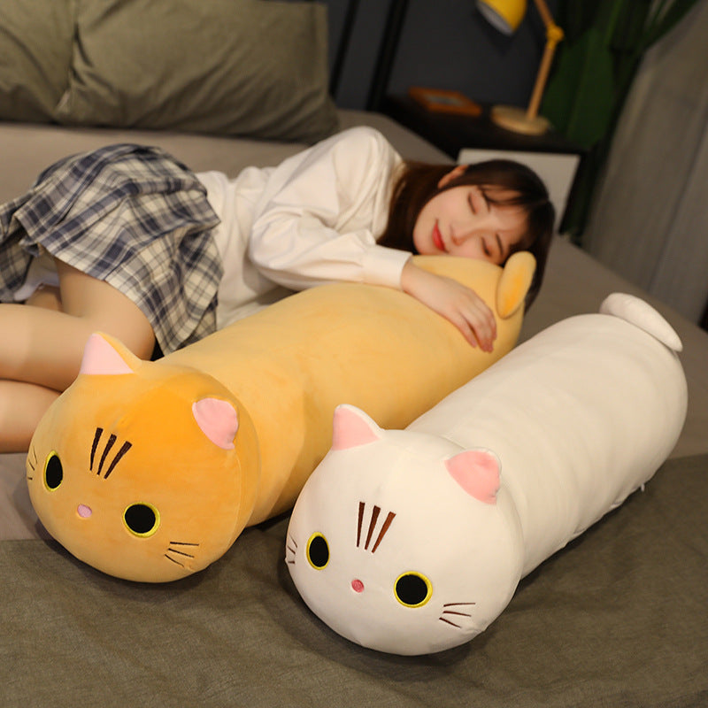 Large Cartoon Cat Plush Toy – Stuffed Cloth Doll, Long Animal Pillow Cushion for Comfort and Play