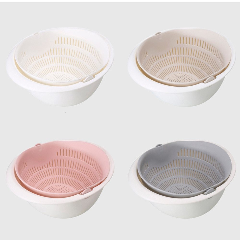 Portable Double-Layer Detachable Drain Basket: Fruit and Vegetable Cleaner, Strainer for Washed Rice and Pasta