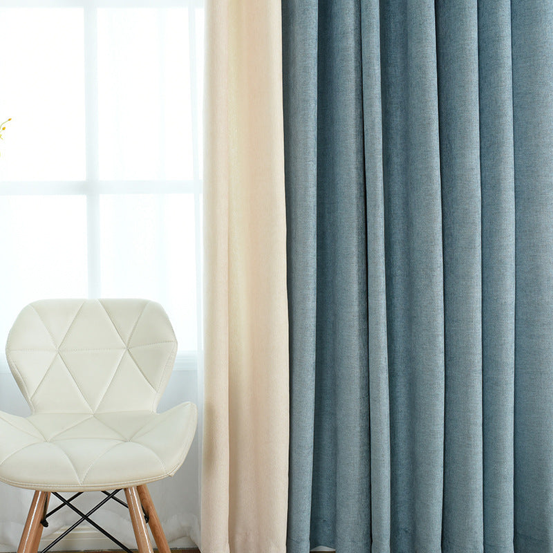 Factory Direct Chenille Curtains – Simple Solid Design with High Shading, Ready-Made for Living Room and Bedroom