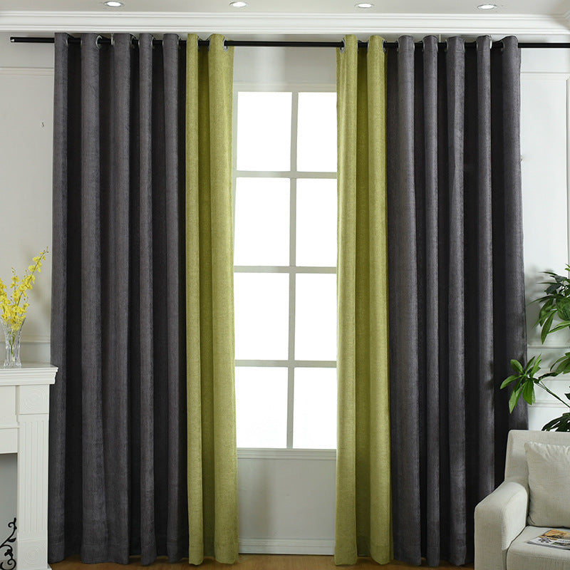 Factory Direct Chenille Curtains – Simple Solid Design with High Shading, Ready-Made for Living Room and Bedroom