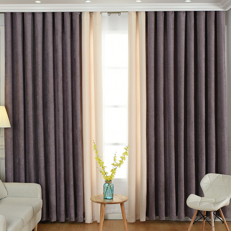 Factory Direct Chenille Curtains – Simple Solid Design with High Shading, Ready-Made for Living Room and Bedroom