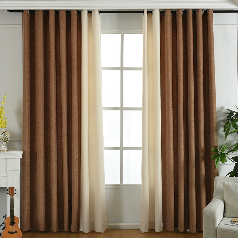 Factory Direct Chenille Curtains – Simple Solid Design with High Shading, Ready-Made for Living Room and Bedroom