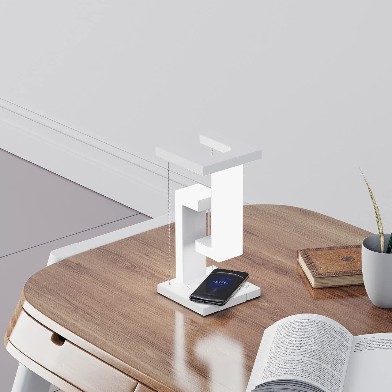 Creative Suspended Table Lamp with Wireless Charging – Balanced Floating Lamp for Home and Bedroom