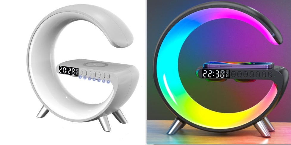 Smart LED Lamp in G Shape with Bluetooth Speaker and Wireless Charger, App-Controlled