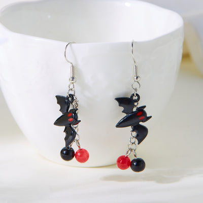 Asymmetric Halloween Earrings – Dark Style Spider Web, Bat & Ghost