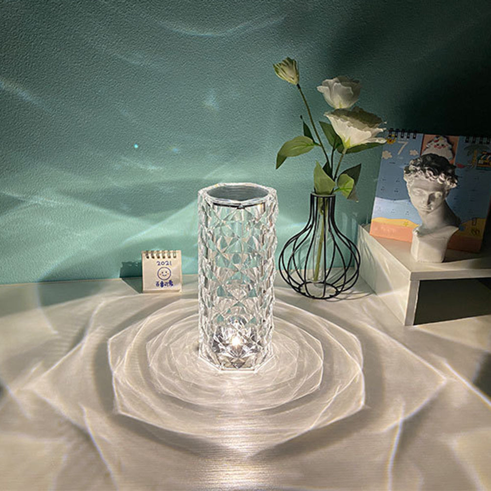 Nordic Crystal Touch Table Lamp – USB Rose Projector