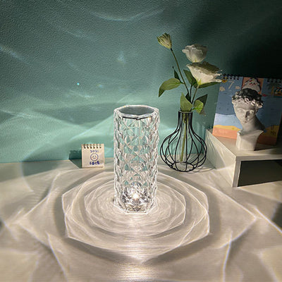 Nordic Crystal Touch Table Lamp – USB Rose Projector