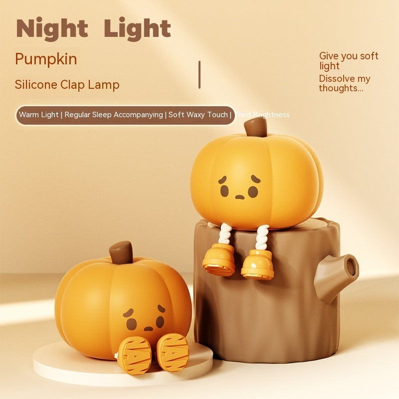 Cute Halloween Pumpkin Night Light - Dimmable Silicone Lamp for Kids