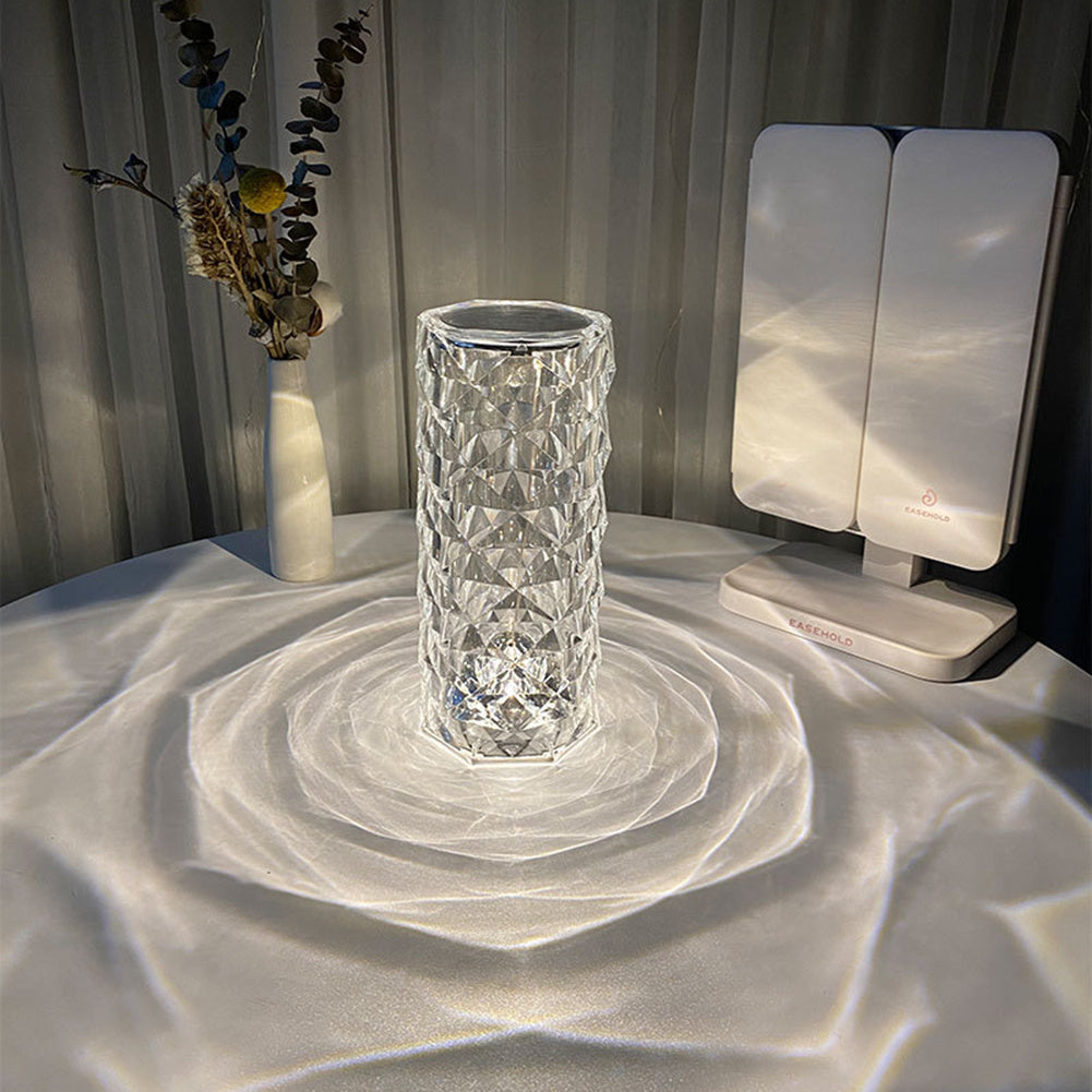 Nordic Crystal Touch Table Lamp – USB Rose Projector