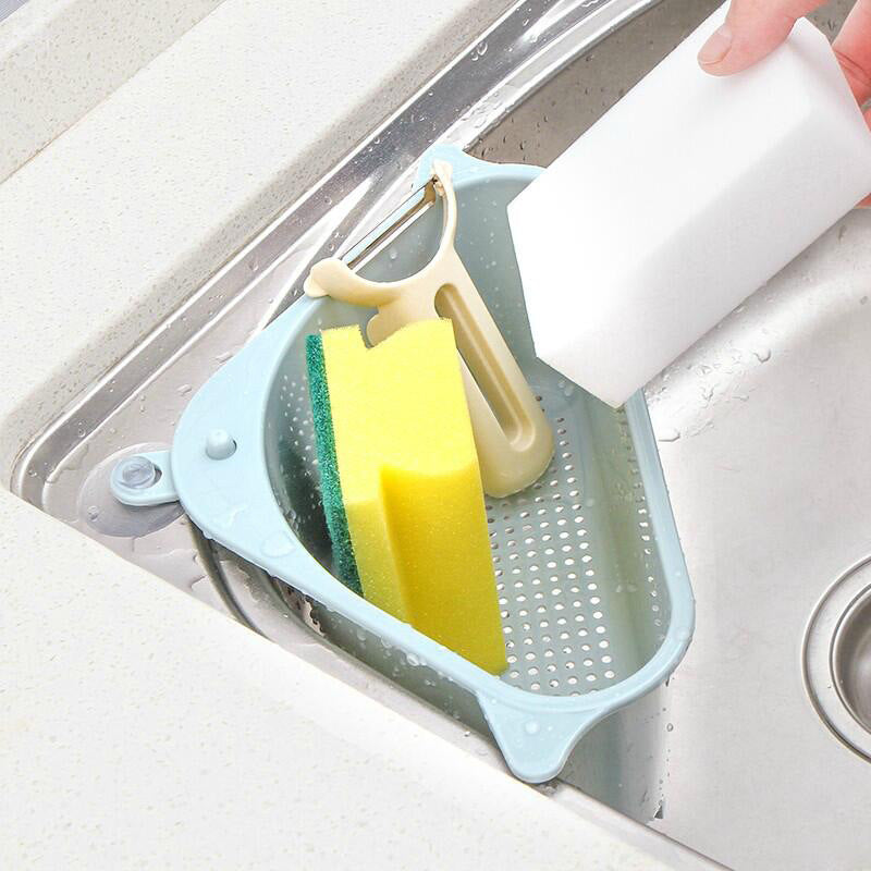 Kitchen Sink Multi-Function Triangle Storage Rack – Versatile Dishwashing Sponge and Drain Rack for Organized Storage