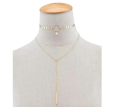 Duo Star Goddess Choker Necklace