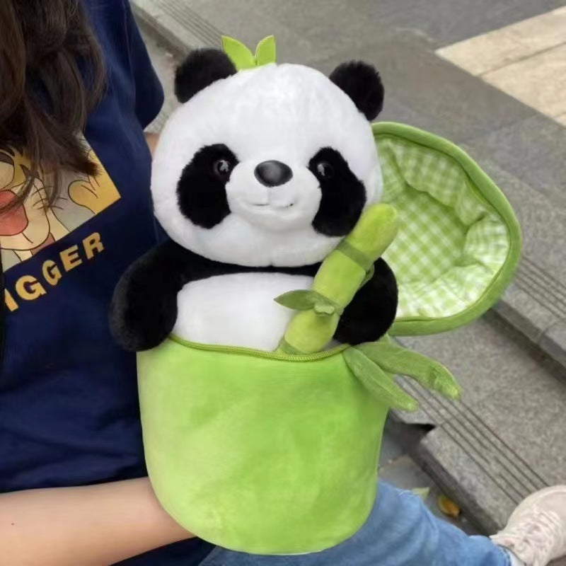 Simulated Bamboo Tube Panda Pillow