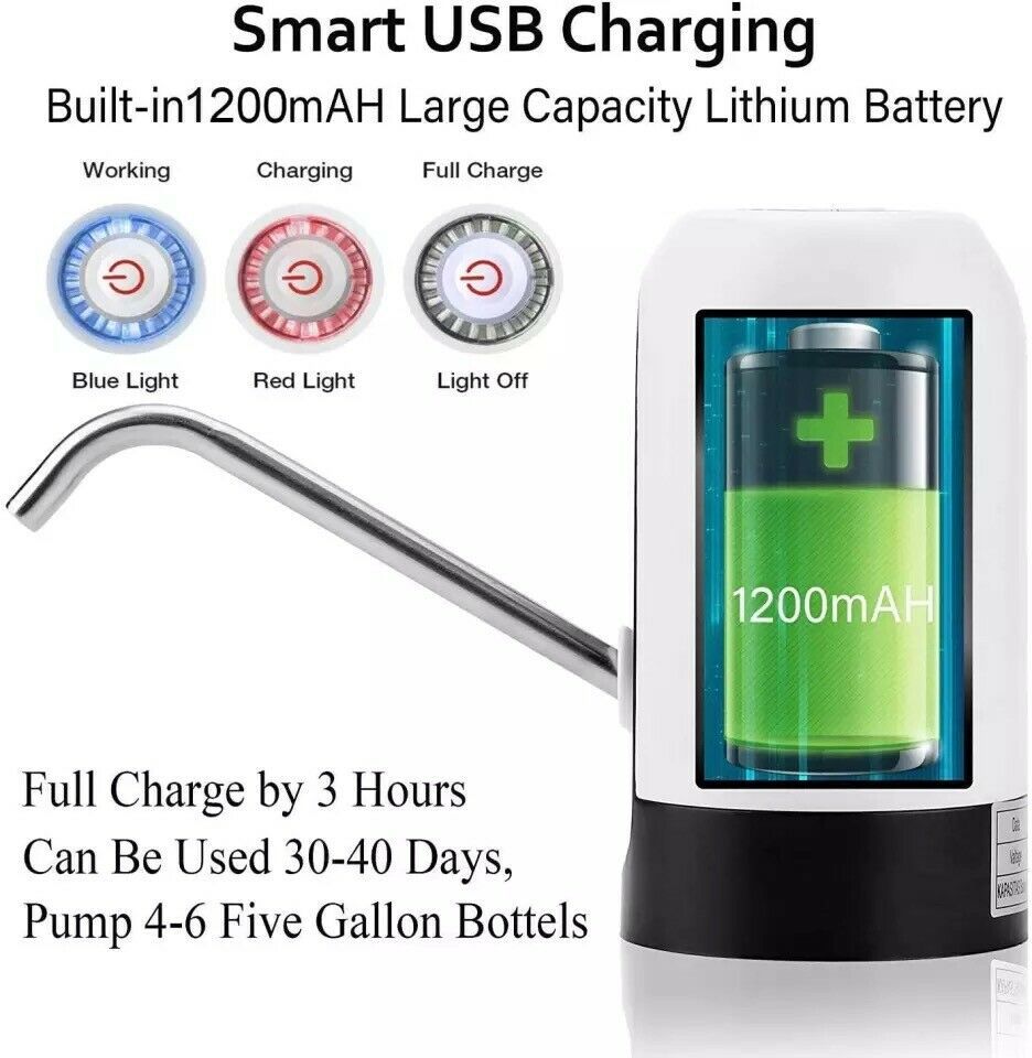 Electric Automatic Water Dispenser for 5-Gallon Bottles - USB Rechargeable