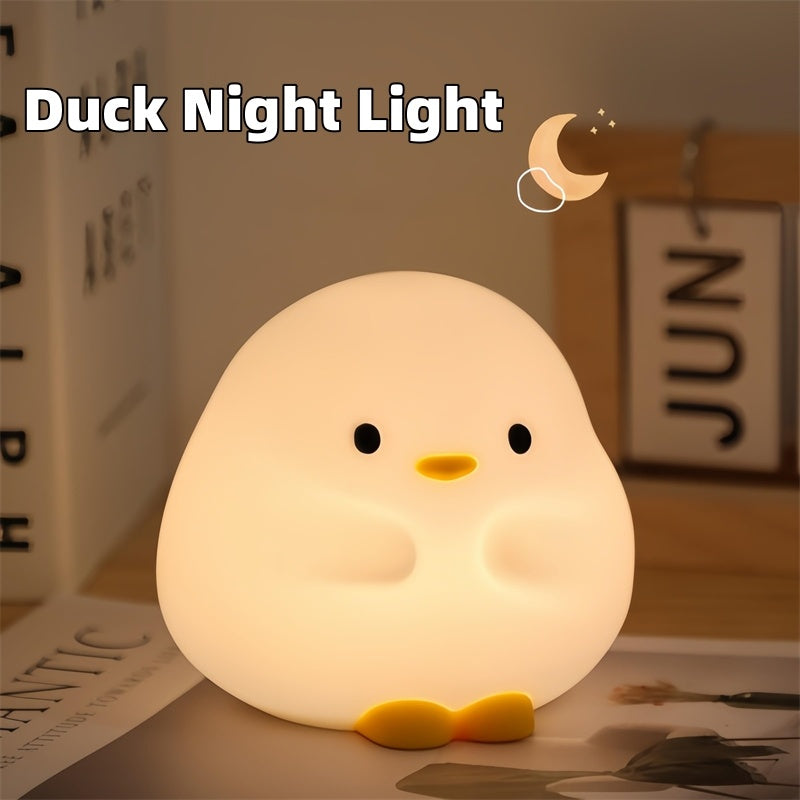 Cute Duck LED Night Light – Rechargeable Silicone Lamp with Touch Sensor – Perfect for Bedrooms and Kids' Gifts