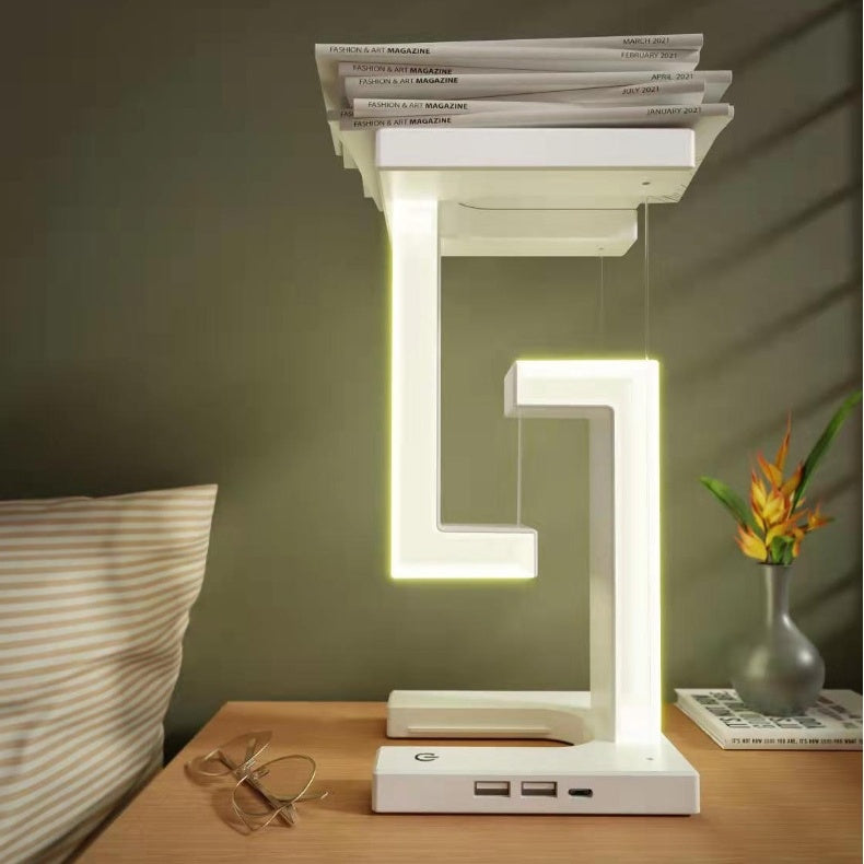 Creative Suspended Table Lamp with Wireless Charging – Balanced Floating Lamp for Home and Bedroom