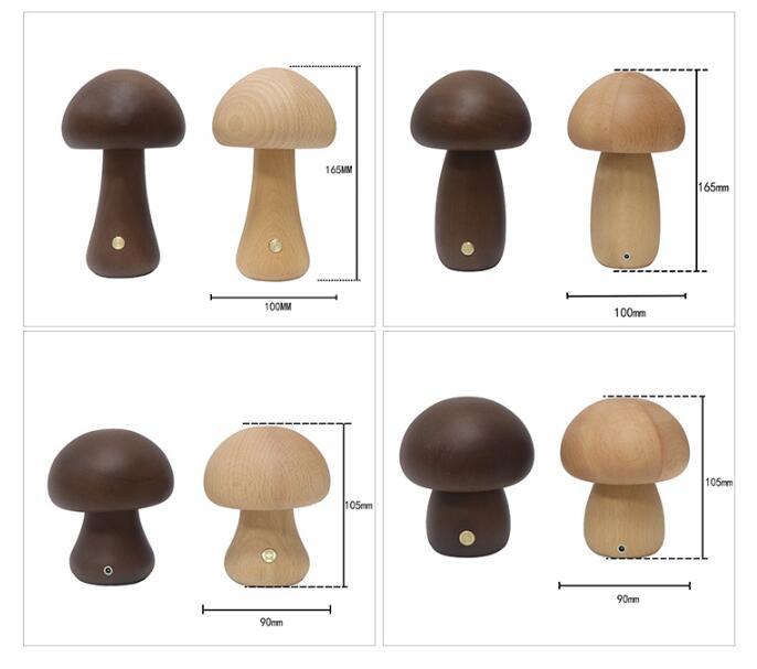 INS Wooden Cute Mushroom LED Night Light – Touch Switch Bedside Table Lamp for Bedroom and Children's Room, Ideal for Sleeping and Home Decor