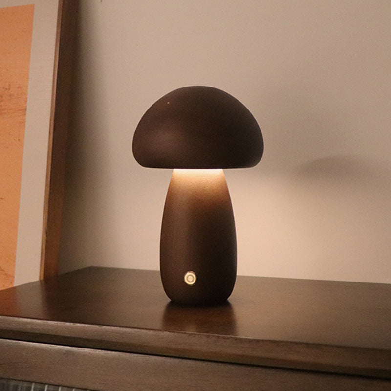 INS Wooden Cute Mushroom LED Night Light – Touch Switch Bedside Table Lamp for Bedroom and Children's Room, Ideal for Sleeping and Home Decor