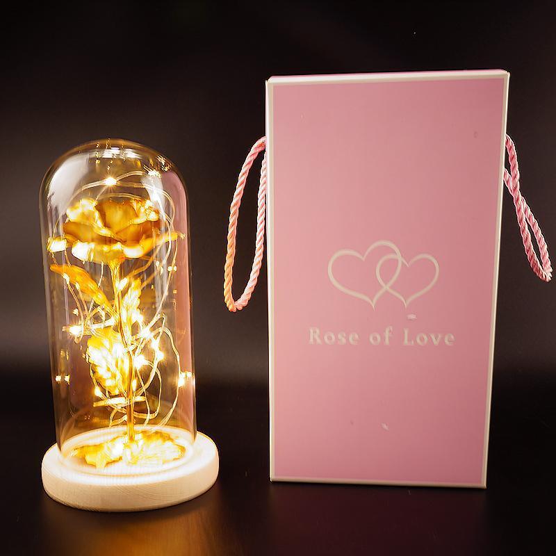 Enchanted Forever Rose in Glass with LED Light - Christmas Decoration