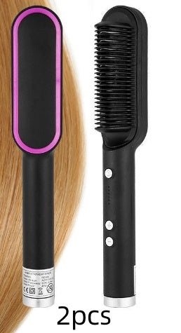 2-in-1 Hair Straightener & Curler Hot Comb with Negative Ions