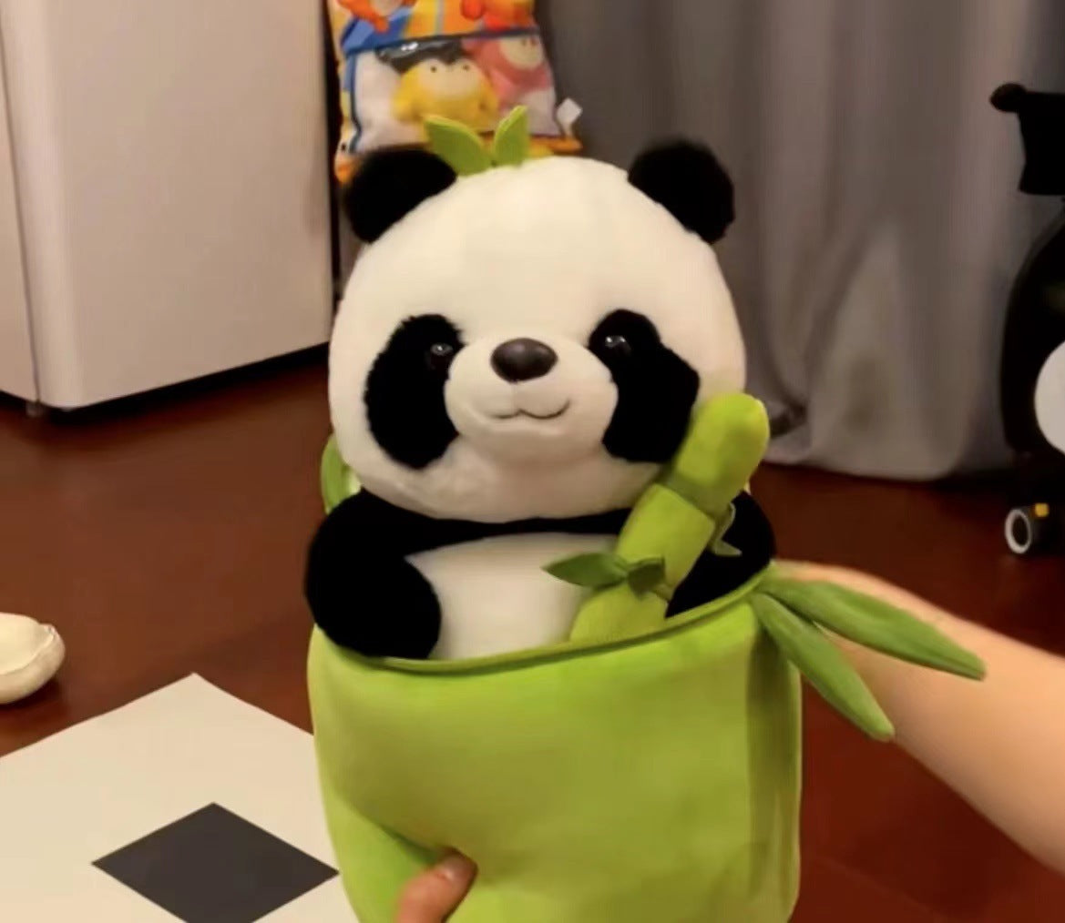 Simulated Bamboo Tube Panda Pillow